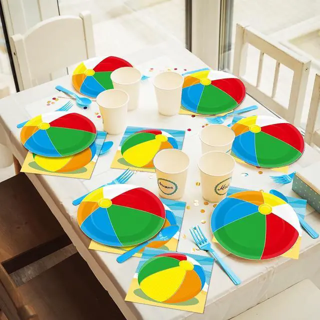 Alt view image 7 of 7 - 50pcs Beach Ball Party Napkins Disposable Summer Pool Ball Paper Napkins Supplies Decorations Beach Birthday Party Napkins Set for Baby Showers Holidays