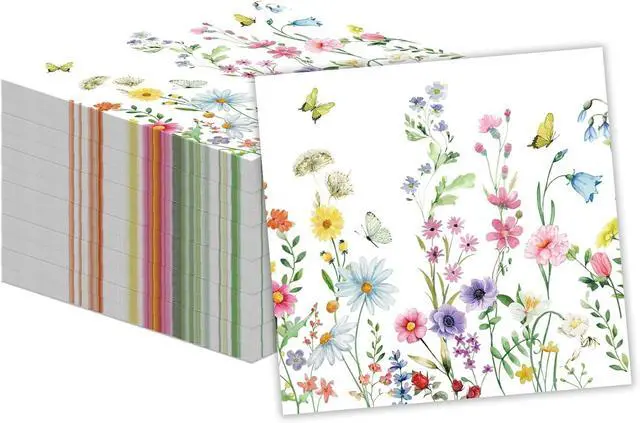 Main image of 50 Pcs Wildflower Napkins 13 X 13 Inches, Floral Paper Napkins Disposable Flower Cocktail Napkins For Spring Summer Picnic Wedding Baby Shower Birthday Tea Party Decorations