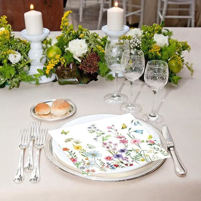 Alt view image 7 of 7 - 50 Pcs Wildflower Napkins 13 X 13 Inches, Floral Paper Napkins Disposable Flower Cocktail Napkins For Spring Summer Picnic Wedding Baby Shower Birthday Tea Party Decorations