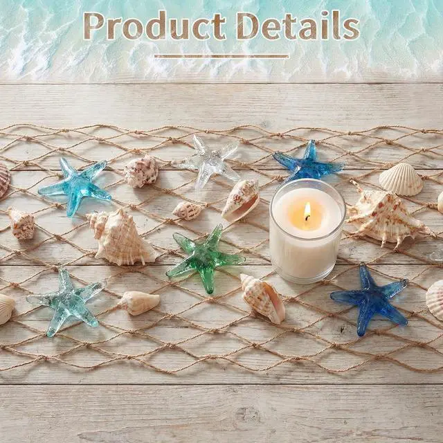 Alt view image 4 of 6 - SATINIOR 1 Pcs 12 x 72'' Fishing Net Table Runner Party Decor, Linen