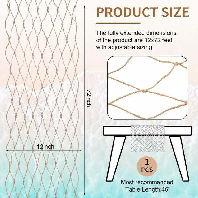 Alt view image 3 of 6 - SATINIOR 1 Pcs 12 x 72'' Fishing Net Table Runner Party Decor, Linen