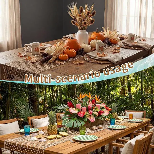 Alt view image 5 of 6 - SATINIOR 1 Pcs 12 x 72'' Fishing Net Table Runner Party Decor, Linen