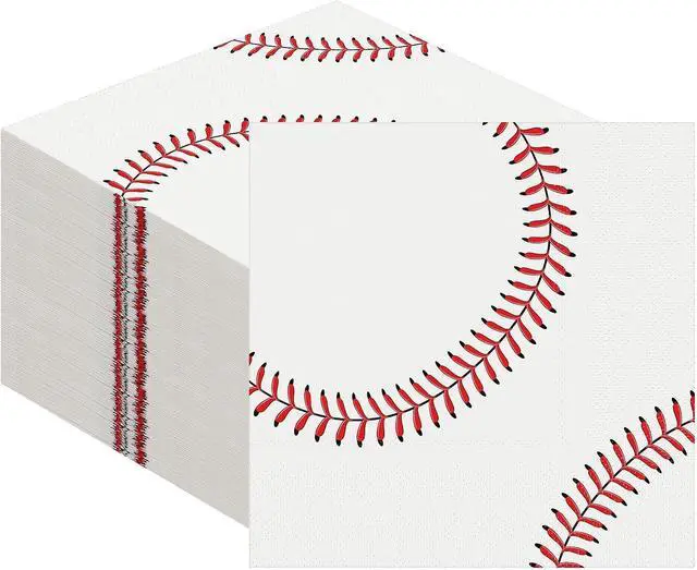 Main image of Kochorie 96 Pieces Baseball Napkins 6.5 x 6.5 Inches Paper Baseball Party Decorations Disposable Baseball Themed Party Supplies Baseball Pattern Cocktail Napkins for Baseball Party Sports Birthday