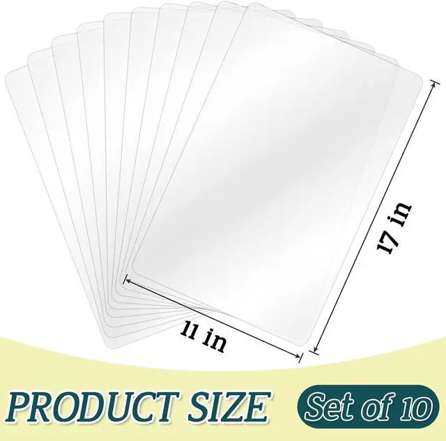 Alt view image 2 of 7 - 10 Pack Plastic Placemats 17x11 Inch, Clear Place Mats Wipeable, Vinyl Table Mats for Kitchen Dining Table Protection, Craft Projects, Shelf and Drawer Liner