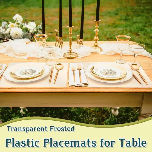 Alt view image 4 of 7 - 10 Pack Plastic Placemats 17x11 Inch, Clear Place Mats Wipeable, Vinyl Table Mats for Kitchen Dining Table Protection, Craft Projects, Shelf and Drawer Liner