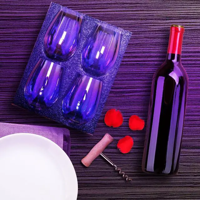 Alt view image 3 of 6 - Wine Glasses Set of 2, 20 Ounce Iridescent Stemless Wine Glass for Red or White Wine, Whiskey- Pool Party Beach Travel Cups