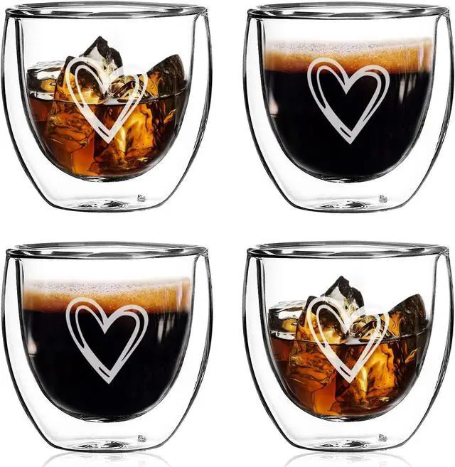 Main image of Gute 4Pcs Double Wall Glass Espresso Cups,Clear Italian Doppio