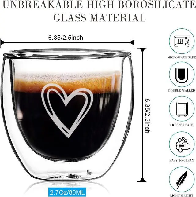 Alt view image 3 of 7 - Gute 4Pcs Double Wall Glass Espresso Cups,Clear Italian Doppio