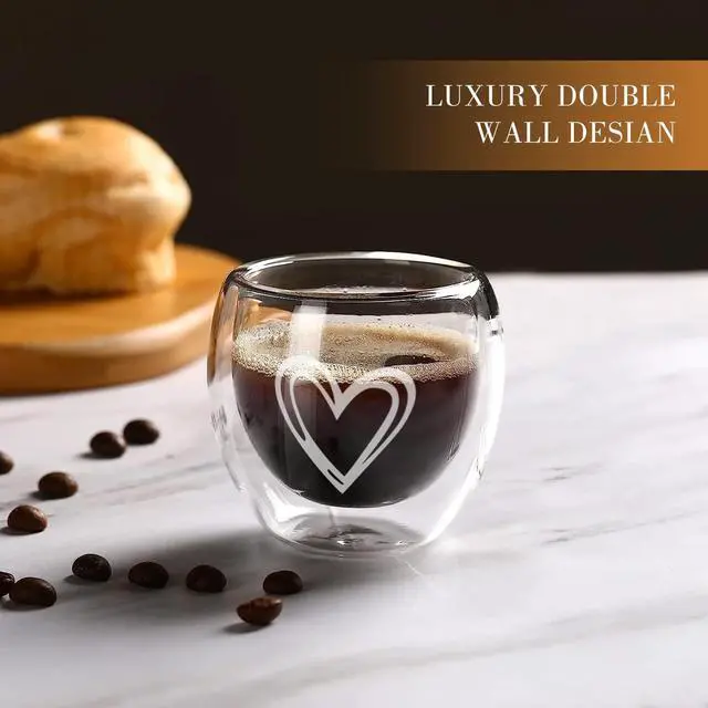 Alt view image 5 of 7 - Gute 4Pcs Double Wall Glass Espresso Cups,Clear Italian Doppio
