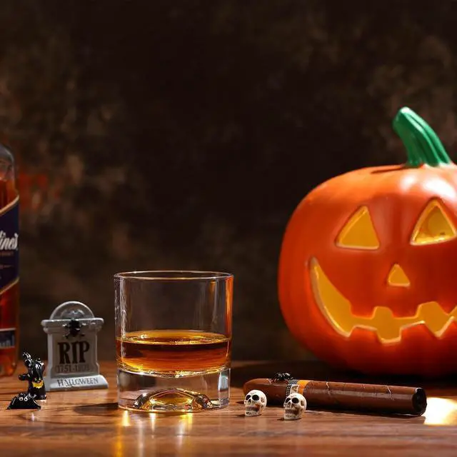 Alt view image 4 of 7 - Hand Blown Crystal Skull Whiskey Glasses, Set of 2 Bourbon Glasses In Gift Box - 10 Oz Old Fashioned Glasses for Scotch, Cocktail, Rum - Perfect Gifts for Halloween, Christmas, Thanksgiving for Men