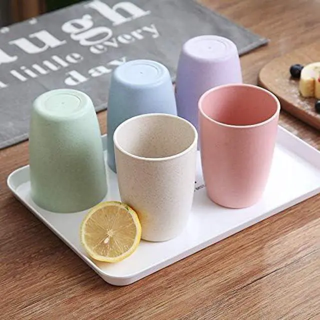 Alt view image 4 of 7 - Eco-friendly Unbreakable Reusable Drinking Cup for Adult(12 OZ), Wheat Straw Glasses Healthy Tumbler Set 5-Multicolor, Dishwasher Safe