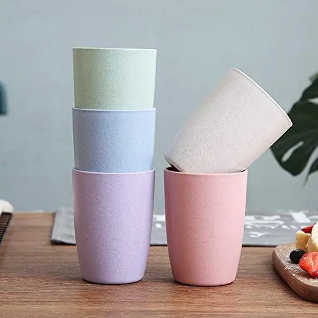 Alt view image 6 of 7 - Eco-friendly Unbreakable Reusable Drinking Cup for Adult(12 OZ), Wheat Straw Glasses Healthy Tumbler Set 5-Multicolor, Dishwasher Safe