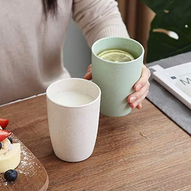 Alt view image 7 of 7 - Eco-friendly Unbreakable Reusable Drinking Cup for Adult(12 OZ), Wheat Straw Glasses Healthy Tumbler Set 5-Multicolor, Dishwasher Safe
