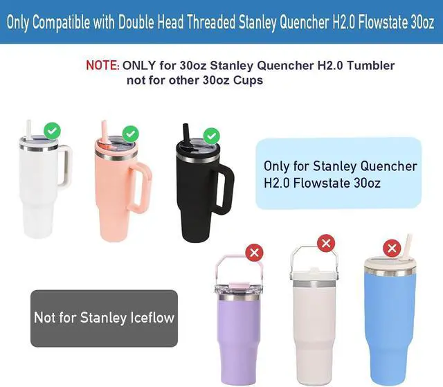 Alt view image 3 of 7 - 2 Pack 30 oz Tumbler Flip Straw Lid Replacement Compatible for Stanley Quencher, Leak Proof Lid Replacement for 30 OZ Stanley H2.0 FlowState Tumbler,Spill Proof Splash Reusable (Black)
