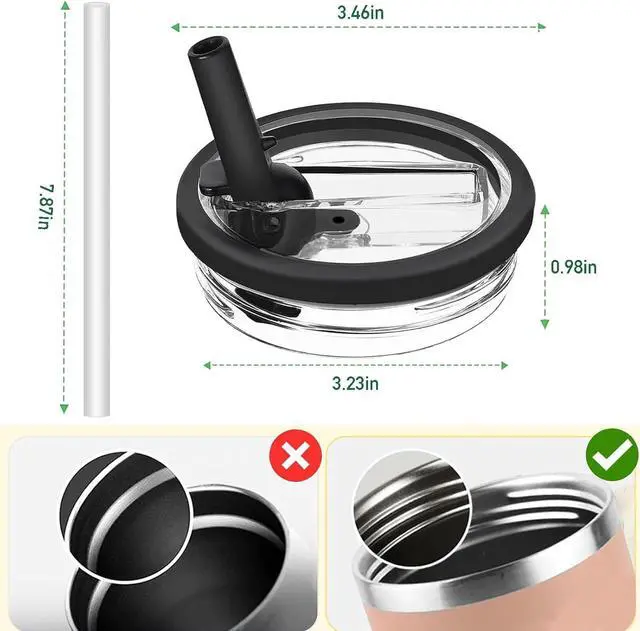 Alt view image 2 of 7 - 2 Pack 30 oz Tumbler Flip Straw Lid Replacement Compatible for Stanley Quencher, Leak Proof Lid Replacement for 30 OZ Stanley H2.0 FlowState Tumbler,Spill Proof Splash Reusable (Black)