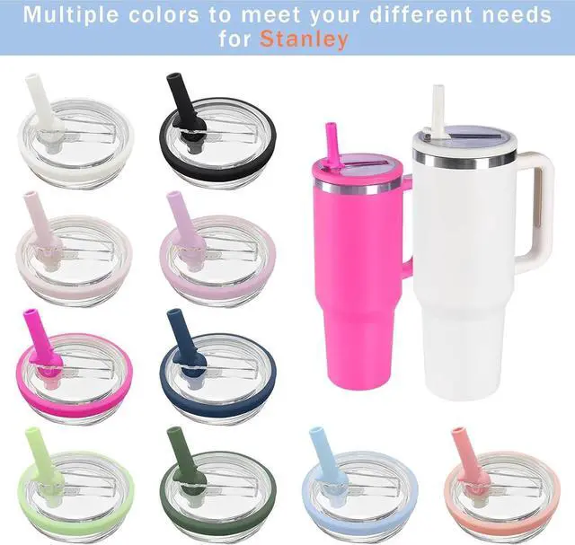Alt view image 6 of 7 - 2 Pack 30 oz Tumbler Flip Straw Lid Replacement Compatible for Stanley Quencher, Leak Proof Lid Replacement for 30 OZ Stanley H2.0 FlowState Tumbler,Spill Proof Splash Reusable (Black)