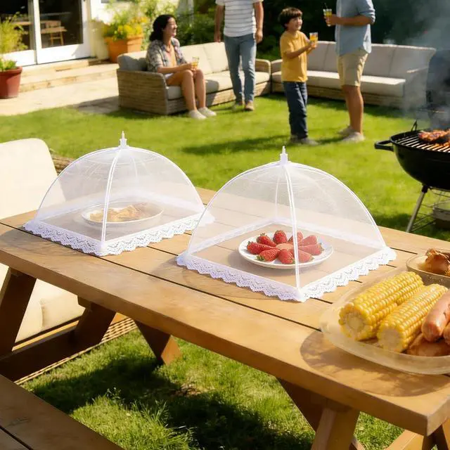 Alt view image 3 of 7 - HBlife 3 Pack 14x14in Colored Pop-Up Mesh Food Cover Tent for Outside
