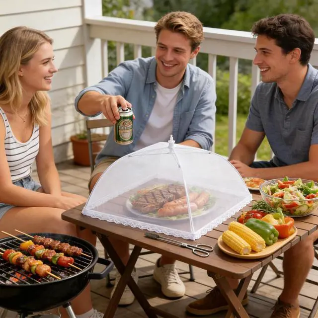 Alt view image 4 of 7 - HBlife 3 Pack 14x14in Colored Pop-Up Mesh Food Cover Tent for Outside