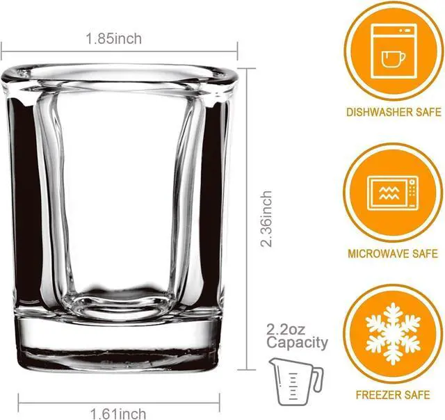 Alt view image 2 of 6 - 2 oz Glass Shot Glasses Set with Heavy Base, 6 Pack