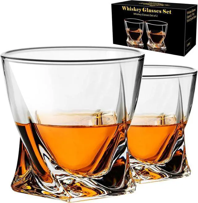 Main image of PARACITY Whiskey Glasses Set of 2, Old Fashioned Cocktail Glass, 10 OZ Whiskey Glasses, Bourbon Glasses, Rocks Glasses for Scotch, Liquor Vodka, Bourbon, Whiskey Gifts for Men, Husband, Boyfriend