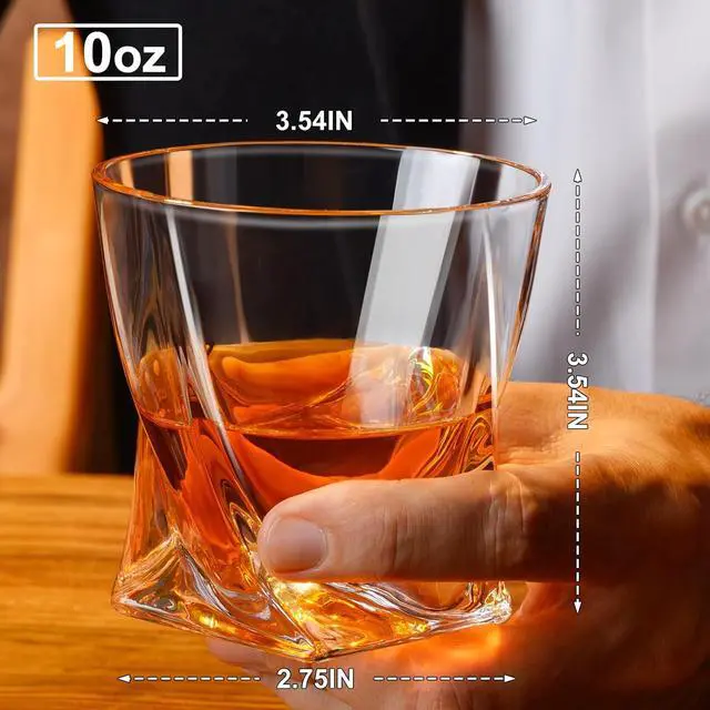 Alt view image 4 of 7 - PARACITY Whiskey Glasses Set of 2, Old Fashioned Cocktail Glass, 10 OZ Whiskey Glasses, Bourbon Glasses, Rocks Glasses for Scotch, Liquor Vodka, Bourbon, Whiskey Gifts for Men, Husband, Boyfriend