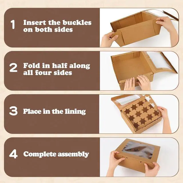 Alt view image 3 of 7 - Moretoes 3pcs Cupcake Boxes, 12 Count Cupcake Containers with Window&Insert
