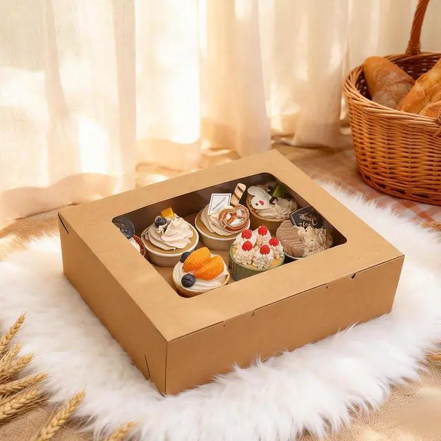 Alt view image 6 of 7 - Moretoes 3pcs Cupcake Boxes, 12 Count Cupcake Containers with Window&Insert