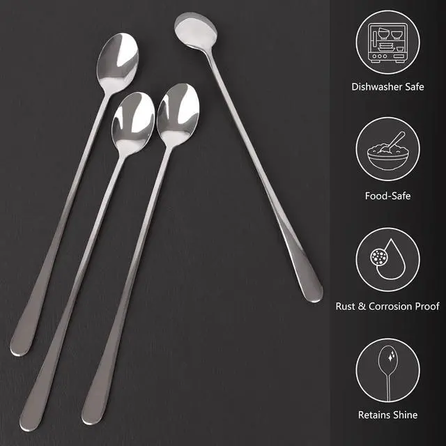 Alt view image 3 of 7 - KTOJOY 4 Pcs Stainless Steel Cocktail Stirring Spoons 9 inch Coffee Stirrers Ice Tea Spoon Stainless Steel Cocktail Stirring Spoons