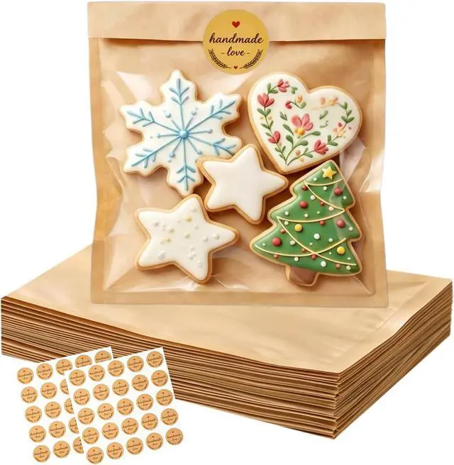 Main image of 50 Pcs 5.7x6.5" Grease Resistant Cookie Packaging Bags with Seal