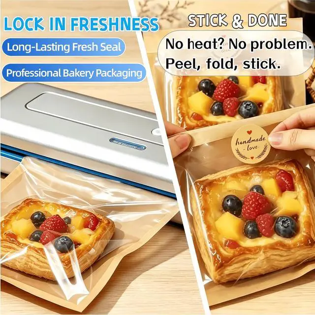 Alt view image 4 of 6 - 50 Pcs 5.7x6.5" Grease Resistant Cookie Packaging Bags with Seal
