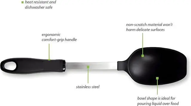 Alt view image 5 of 7 - Everyday 13-Inch Flat Edge Basting Spoon Heat Resistant Nylon Head (Safe to 400°F) with Stainless Steel Connection Safe for Nonstick & Ceramic Cookware, Durable Kitchen Spoon