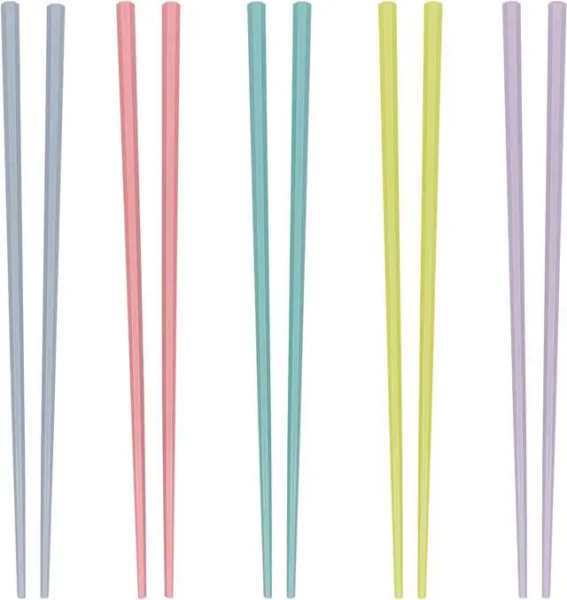 Main image of Chopsticks, 5 Pairs Reusable Fiberglass Chopsticks, Colorful, Dishwasher Safe, Non-Slip, 9.2 Inches