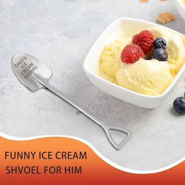 Alt view image 4 of 6 - Fathers Day Dad Gifts from Daughter Son Wife,Fathers Day Birthday Christmas Gift for Dad,Funny Ice Cream Spoon,Funny Engraved Stainless Steel Spoon Shovel.