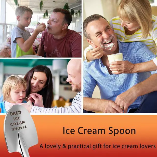 Alt view image 5 of 6 - Fathers Day Dad Gifts from Daughter Son Wife,Fathers Day Birthday Christmas Gift for Dad,Funny Ice Cream Spoon,Funny Engraved Stainless Steel Spoon Shovel.