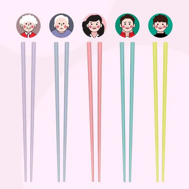 Alt view image 3 of 6 - Chopsticks, 5 Pairs Reusable Fiberglass Chopsticks, Colorful, Dishwasher Safe, Non-Slip, 9.2 Inches