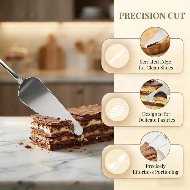 Alt view image 2 of 7 - 2-Piece Cake Server & Pie Cutter Set, Stainless Steel Triangle Spatula