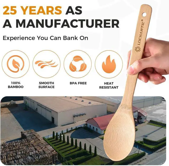 Alt view image 5 of 7 - Wooden Spoons for Cooking Bamboo Utensils Set (6 Pieces) - Essential Tools Wooden Spoons & Spatula for Everyday Stirring, Mixing, Flipping & Serving, Gentle on Nonstick Cookware