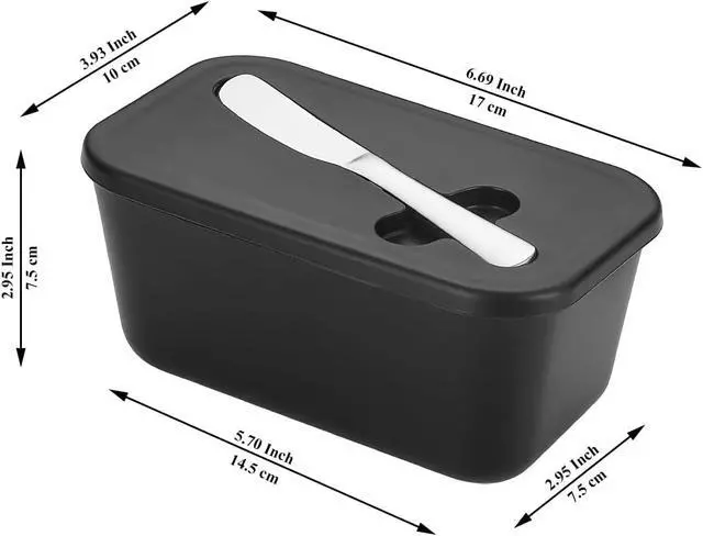 Alt view image 2 of 7 - Butter Dish With Lid For Countertop And Refrigerator Door Shelf, ReaNea Plastic Butter Holder Tray Container With Butter Knife, Easy Scoop Dishwasher Safe