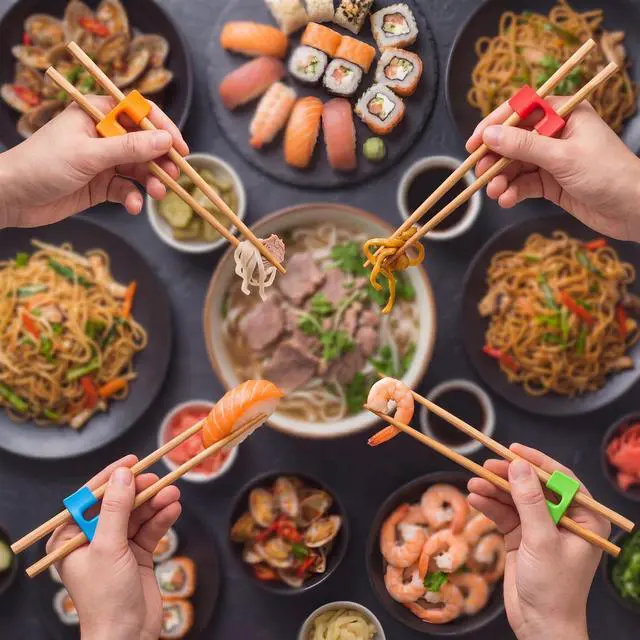 Alt view image 7 of 7 - Patelai 5 Pairs Reusable Chopstick Helpers, Warm Color
