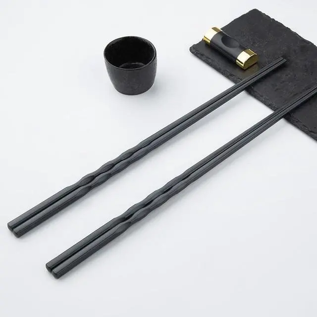 Alt view image 2 of 7 - 2 Pairs 12.6 Inches (32cm) Cooking Extended Chopsticks Reusable, Fiberglass Chop Sticks for Kitchen Noodles Frying Hotpot, Japanese Chinese Extra Long Anti-Slip Chopsticks Dishwasher Safe, Black