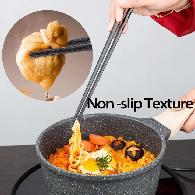 Alt view image 3 of 7 - 2 Pairs 12.6 Inches (32cm) Cooking Extended Chopsticks Reusable, Fiberglass Chop Sticks for Kitchen Noodles Frying Hotpot, Japanese Chinese Extra Long Anti-Slip Chopsticks Dishwasher Safe, Black