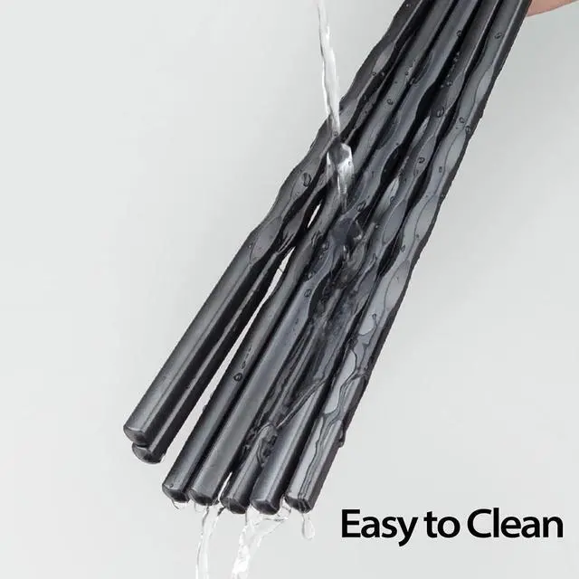 Alt view image 5 of 7 - 2 Pairs 12.6 Inches (32cm) Cooking Extended Chopsticks Reusable, Fiberglass Chop Sticks for Kitchen Noodles Frying Hotpot, Japanese Chinese Extra Long Anti-Slip Chopsticks Dishwasher Safe, Black