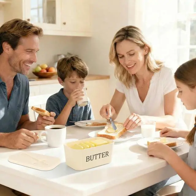 Alt view image 7 of 7 - Butter Dish with Lid, Countertop & Fridge Butter Holder