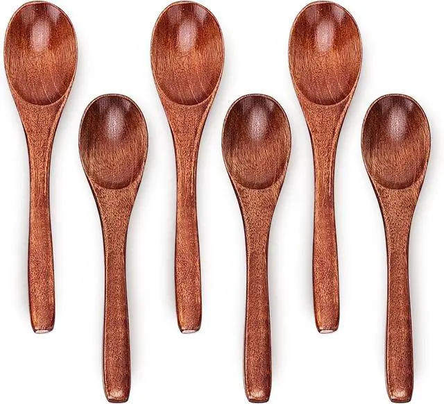 Main image of 6pcs 6in Wooden Spoons, Soup Spoons Set, Small Wooden Utensils