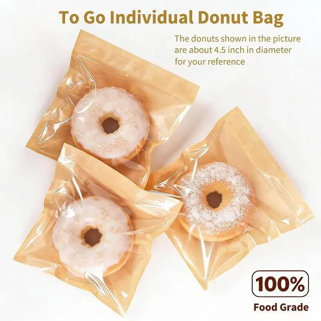 Alt view image 4 of 7 - Cookie Bags with Seal, 50 Pack 7.1x7.5 Inch Paper Bakery Bags with Window & Thank you Stickers, Pastry Packing Sleeves for Individual Bake Sale Home Baking, Bakery Supplies