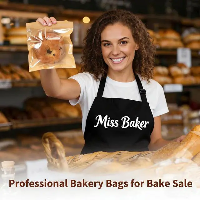Alt view image 7 of 7 - Cookie Bags with Seal, 50 Pack 7.1x7.5 Inch Paper Bakery Bags with Window & Thank you Stickers, Pastry Packing Sleeves for Individual Bake Sale Home Baking, Bakery Supplies