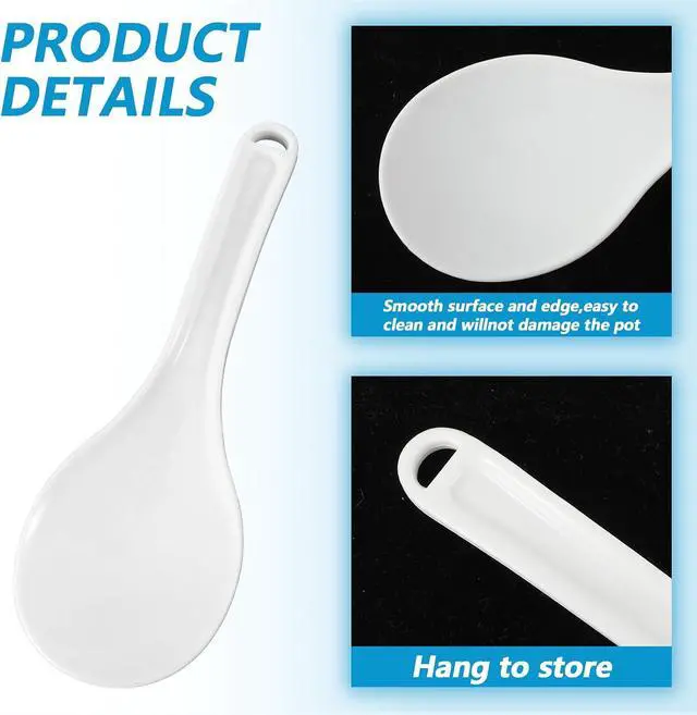 Alt view image 3 of 7 - Mabor 2 PCS Rice Serving Spoon Plastic Non-Stick Rice Paddle White Cooker Spoon Spatula 7.68 Inch for Kitchen Restaurant Cooking Utensil