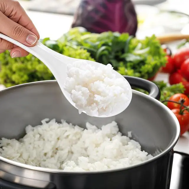 Alt view image 4 of 7 - Mabor 2 PCS Rice Serving Spoon Plastic Non-Stick Rice Paddle White Cooker Spoon Spatula 7.68 Inch for Kitchen Restaurant Cooking Utensil