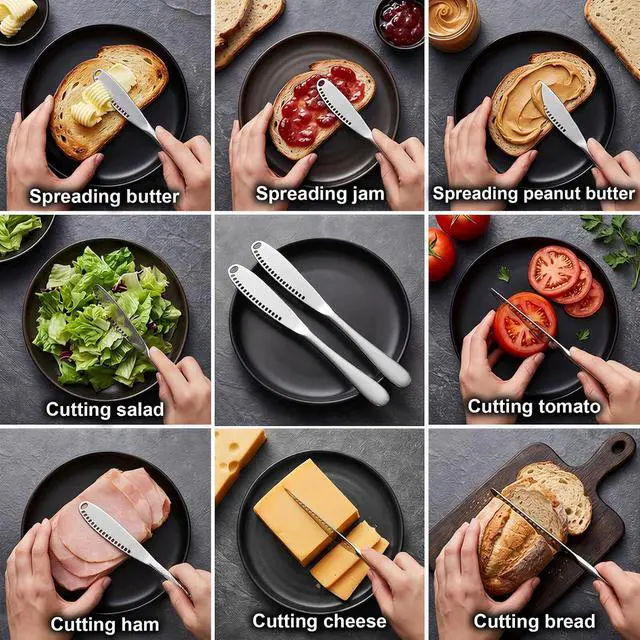 Alt view image 4 of 7 - (2 Pcs 3-in-1 Butter Spreader Knife - Stainless Steel Butter Knife