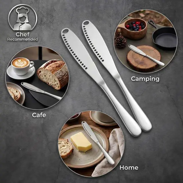 Alt view image 5 of 7 - (2 Pcs 3-in-1 Butter Spreader Knife - Stainless Steel Butter Knife